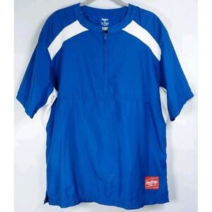 Rawlings Baseball Pullover Windbreaker S/S Royal Blue 1/4 Zip Adult Medium